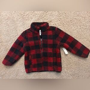 Amazon Essentials Red and Black Plaid Kids Hoodie